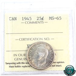 25-cent 1945 ICCS Certified MS-65