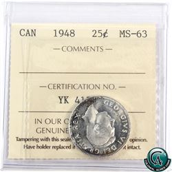 25-cent 1948 ICCS Certified MS-63.