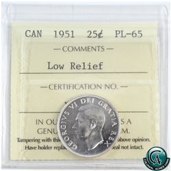 25-cent 1951 Low Relief ICCS Certified PL-65.