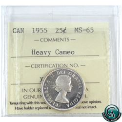 25-cent 1955 ICCS Certified MS-65 Heavy Cameo!