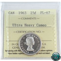 25-cent 1963 ICCS Certified PL-67 Ultra Heavy Cameo! TOP GRADE!