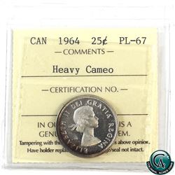 25-cent 1964 ICCS Certified PL-67 Heavy Cameo