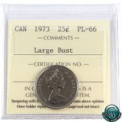 25-cent 1973 Large Bust ICCS Certified PL-66.