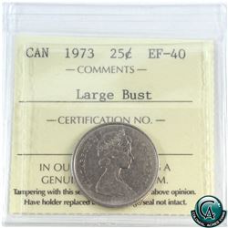 25-cent 1973 Large Bust ICCS Certified EF-40.