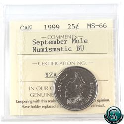 25-cent 1999 September Mule ICCS Certified MS-66 NBU