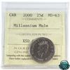 Image 1 : 25-cent 2000 Millennium Mule ICCS Certified MS-63.