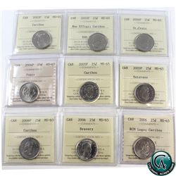 25-cent 2003-2006 ICCS Certified MS-65. Included are 2003P, 2003P New Effigy, 2004P St. Croix, 2004P