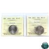 Image 1 : 25-cent 2009 Klassen & 2011 Caribou ICCS Certified MS-67. 2pcs.