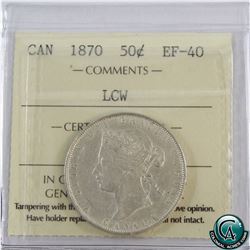 50-cent 1870 LCW ICCS Certified EF-40. An overall eye appealing consistent coin.