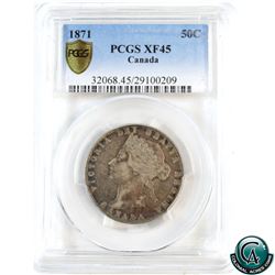 50-cent 1871 PCGS Certified XF-45