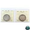 Image 1 : 50-cent 1912 F-15 & 1914 F-12 ICCS Certified. A nice pair of even, medium tone coins. 2pcs.