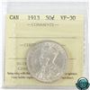 Image 1 : 50-cent 1913 ICCS Certified VF-30. A bright coin with soft mint luster.