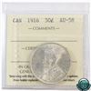 Image 1 : 50-cent 1916 ICCS Certified AU-58. A bright semi key date coin with hints of golden toning and mint 