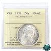 Image 1 : 50-cent 1938 ICCS Certified MS-62. Bright white coin with soft mint bloom.