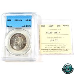 50-cent 1939 CCCS/ICCS Certified MS-64 (Cross Graded)