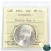 Image 1 : 50-cent 1943 Double Die 3 ICCS Certified MS-64. A lustrous coin with subtle hints of golden toning.