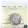 Image 1 : 50-cent 1948 ICCS Certified MS-63. A nice mint state example with bright full mint luster.