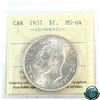 Image 1 : Silver $1 1937 Double HP ICCS Certified MS-64. Coin is a Double HP Variety not noted on ICCS holder.