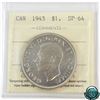 Image 1 : Silver $1 1945 ICCS Certified SP-64. Coin has a soft satin finish with subtle hints of golden toning