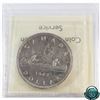 Image 2 : Silver $1 1947 Maple Leaf ICCS Certified AU-55. Coin contains a bright center with light toning arou