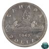 Image 3 : Silver $1 1947 Maple Leaf ICCS Certified AU-55. Coin contains a bright center with light toning arou