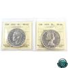 Image 1 : Silver $1 1952 WL & 1953 NSF; Cameo ICCS Certified MS-64. 2pcs.