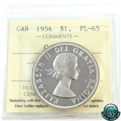 Silver $1 1954 ICCS Certified PL-65 Cameo.