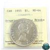 Image 1 : Silver $1 1955 Arnprior with Die Beaks ICCS Certified MS-64.