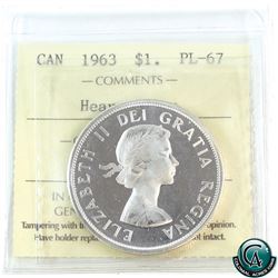 Silver $1 1963 ICCS Certified PL-67 Heavy Cameo!