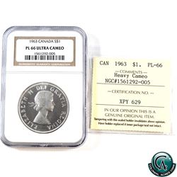 Silver $1 1963 NGC Certified PL-66 Ultra Heavy Cameo & ICCS Certified PL-66 Heavy Cameo (Cross Grade