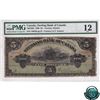 Image 1 : 700-10-02 1906 Sterling Bank of Canada $5, Various-Somers, S/N:146548 PMG F-12. Note has been trimme