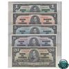 Image 1 : 1937 Bank of Canada $1 BC-21d, $2 BC-22b, $5 BC-23b, $10 BC-24b & $20 BC-25b Banknotes all in VF-EF 
