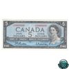Image 1 : BC-39b 1954 Bank of Canada $5, Beattie-Rasminsky, S/N: Z/C8999999. Neat Number! Note has a pre-cut c
