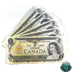 BC-46 1973 Bank of Canada $1 Bundle of 100 Notes in Sequence, Crow-Bouey, S/N: BCZ6812100-6812199. *