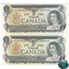 Image 1 : BC-46aA 1973 Bank of Canada $1, 2 Replacement Notes with matching Serial Numbers. *FA & *FN both wit