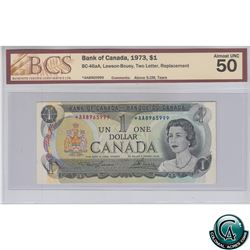 BC-46aA 1973 Bank of Canada Replacement $1, Lawson-Bouey, S/N: *AA8965999, BCS Certified AU-50. *RAR