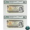 Image 1 : BC-46aT-i 1973 Bank of Canada $1 Test Notes 2 in Sequence. Lawson-Bouey, S/N: AXA1084652/53, Both PM
