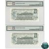 Image 2 : BC-46aT-i 1973 Bank of Canada $1 Test Notes 2 in Sequence. Lawson-Bouey, S/N: AXA1084652/53, Both PM