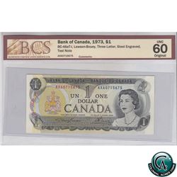 BC-46aT-i 1973 Bank of Canada $1, Lawson-Bouey, Three Letter,Steel engraved, Test Note, AXA0715675,