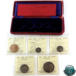 1908 5-coin SPECIMEN Set with original 6b Mint Case all ICCS Certified SP-64 & SP-65! *RARE!