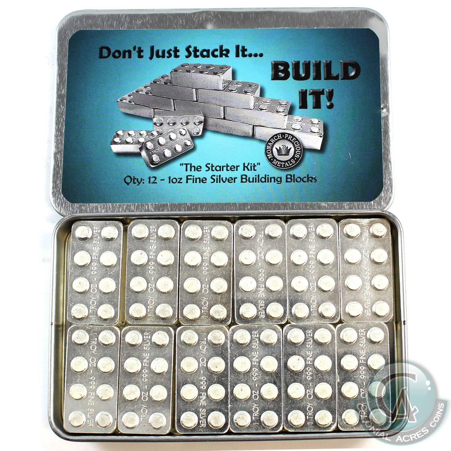 Monarch Mint - 12x 1oz. .999 Fine Silver Building Blocks Set (Tax Exempt)