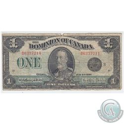 1923 $1 DC-25n, Dominion of Canada, Campbell-Stellar, Black Seal 3, Serial Number: D6337214, VG-F (D