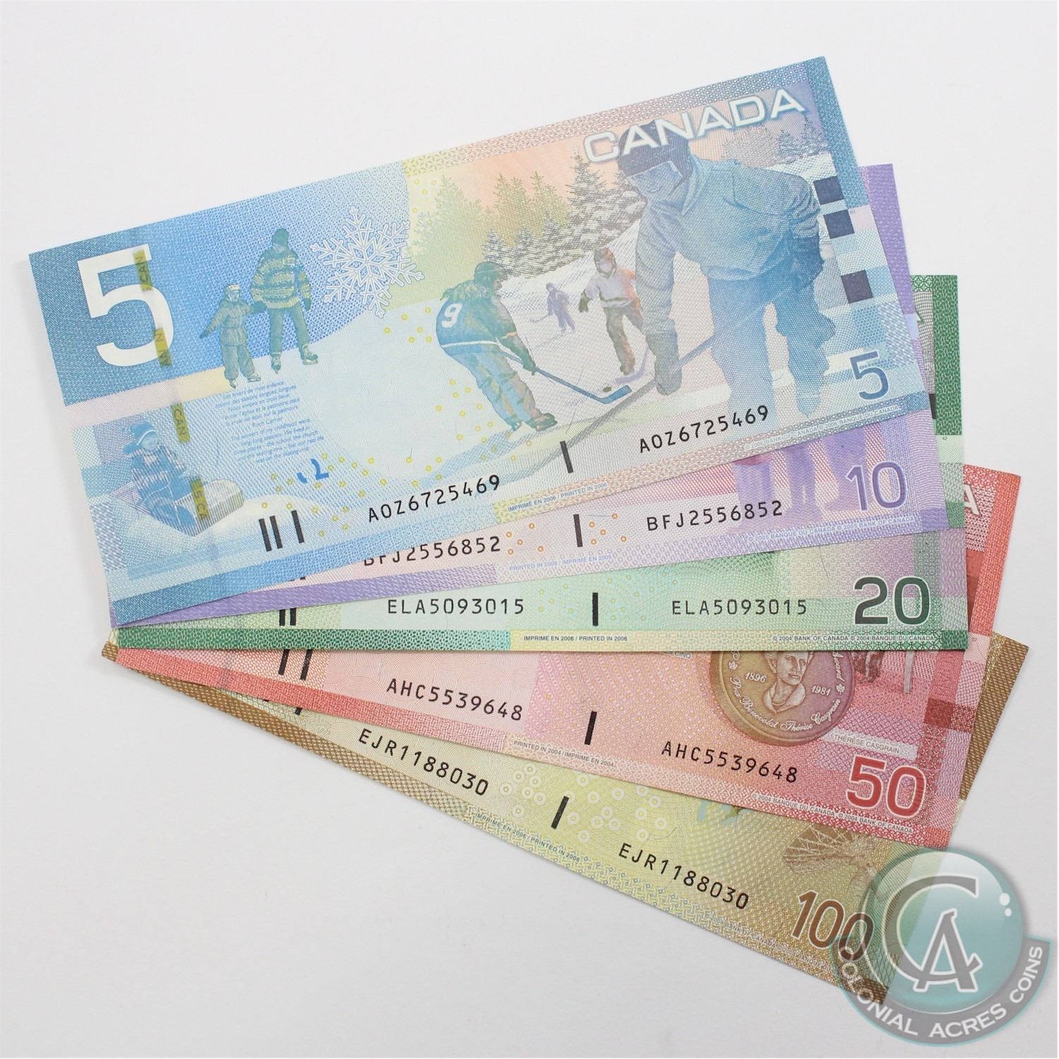 Canda Note Full Run of Bank of Canada Journey Series Banknotes $5, $10, $20, $50 ...