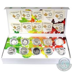 Complete 2014 'O' Canada $10 Fine Silver 10-Coin Set with Deluxe RCM Box (Tax Exempt)