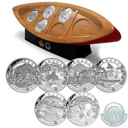 2015 $10 Canoe Across Canada Fine Silver 6-coin Set with Canoe Shaped Box (Tax Exempt) Coins come en