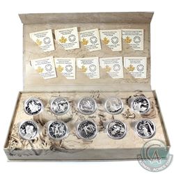 Complete 2014-2015 Canada $15 Exploring Canada Fine Silver  10-Coin Set in RCM Display Case (Tax Exe