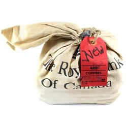 ** Sealed 1973 or 1974 Canada 1-cent Rolls in Original Royal Bank of Canada Burlap Bag. Bag contains