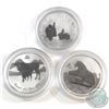 Image 1 : 2009 Year of the OX, 2010 Year of the TIGER, 2011 Year of the RABBIT Australia $1 BU 1oz Fine Silver