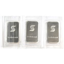 Strip of 3 Scotiabank 1oz Fine Silver Bars- Sealed (Tax Exempt) 3pcs.