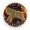 Image 1 : 2016 Canada $5 Coloured 'Flame' Cougar Gilded with Flag Reverse 1oz Fine Silver Maple (Tax Exempt)